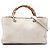 Borsa Gucci White Medium Calfskin Bamboo Shopper Satchel Bianco