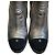 Chanel Silver Metallic Leather Wedge Ankle Boots Black Silver hardware