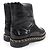 Botas curtas de couro CHANEL COCO Mark Boa Preto - vista 3