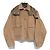 Giacca corta con cappuccio Moncler ROUZIC in misto lino Marrone