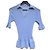 Autre Marque CABaN transparente Rippstrick-Bluse mit kurzen Ärmeln Blau
