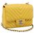 CHANEL V Stitch Schultertasche mit Kette aus Lammleder Gelb Silber CC Auth 206310SAM