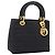 Bolsa de mão Christian Dior Lady Dior Canage Canvas Black Gold Auth ep16219 Preto Dourado