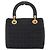 Bolsa de mão Christian Dior Lady Dior Canage Canvas Black Gold Auth ep16219 Preto Dourado - vista 2