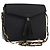Bolsa de Ombro com Corrente Bally em Couro Preto e Dourado Auth BA16168