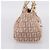 Borsa a mano FENDI Zucchino Canvas Beige Gold 8BR437 Auth ep16060A D'oro - vista 3