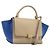 Céline CELINE Trapeze Small Hand Bag Leather 2way Beige Blue Auth bs37085A Azul