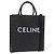 Céline Bolsa de mão CELINE Triomphe Vertical Cabas PVC 2way Preta Ouro Auth 204074M Preto Dourado