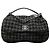 Bolsa Satchel com aba e alça de mão Chanel CC em tweed preto