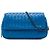 Bottega Veneta Mini Borsa a Tracolla con Patta e Catena Espandibile in Nappa Intrecciato Blu