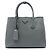 Prada Gray Medium Saffiano Cuir Double Satchel Braun Grau