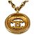 Chanel Gold CC vergoldete Medaillon-Halskette mit Sunburst-Anhänger Golden - Ansicht 3