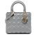 Autre Marque Dior Gray Medium Pearlescent Lambskin Cannage Lady Dior Castaño