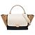 Céline Celine Trapeze Satchel aus tricolor Leder in Schwarz, Größe Medium