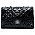 Chanel Black Large CC Quilted Patent Double Compartment Flap Negro