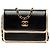 Clutch Chanel Black CC em couro de bezerro metalizado com corrente Preto