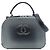 Chanel Gray Small CC Quilted Metallic Caviar Coco Curve Vanity Case Marrone Grigio antracite