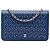 Cartera Chanel Blue CC Lambskin Studded Wallet On Chain Azul