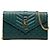 Autre Marque Saint Laurent Green Grain De Poudre Triquilt Monogram Envelope Wallet on Chain Grün
