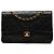 Chanel Black Medium Classic Lambskin Double Flap Negro