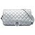Chanel Silver Medium Quilted Metallic Grained Calfskin Casual Rock Flap Plata