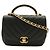 Bolsa de Ombro 2-way Chanel V-Stitch com Alça de Mão Preto