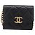 Chanel Plate Logo CC Flap Card Holder on Chain Quilted Caviar Mini Black