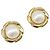 Boucles d'oreilles CHANEL Métal Doré Blanc CC Auth bs37086