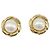Boucles d'oreilles CHANEL Métal Doré Blanc CC Auth bs37086 - vue 2