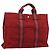 Hermès HERMES Fourre Tout MM Handtasche Canvas Rot Silber Auth gh2382