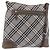 BURBERRY Nova Check Schultertasche Canvas Gray Silver Auth mr3014 Braun Silber