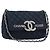 Borsa a tracolla CHANEL Matelasse con catena in tela nera argento CC Auth 205990V Nero