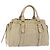 Bolsa de mão Miu Miu em couro bege e dourado Auth 206341A