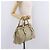 Bolsa de mão Miu Miu em couro bege e dourado Auth 206341A - vista 25