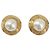 CHANEL Earring Metal Gold Tone White CC Auth bs37083 - view 2