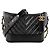 CHANEL - Borsa a tracolla Gabrielle mini chevron in pelle stropicciata nera Nero