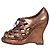 Bottega Veneta  Python Metallic Gold Wedge Sandals Sz 37.5 Pre-owned