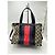 Bamboo Borsa Boston Gucci in tela monogram con strisce Nero Rosso Beige - vista 2