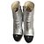 Silver and black Chanel boots Silver hardware