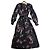 Justine Sézane langes Seidenkleid - Schwarz mit Blumenprints Pink Mehrfarben Grün