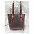 Céline Borsa tote Celine in tela rivestita marrone e pelle marrone - vista 5