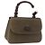 Bolso de mano GUCCI Bamboo en piel caqui y oro, auténtico, código de artículo ep11339.