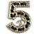 Spilla Chanel B23P No.5 Coco Mark con motivo a catena e strass Nero D'oro