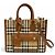 Mini mala tote Freya em pele com padrão Nova Check Burberry Marrom Bege