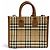 Mini mala tote Freya em pele com padrão Nova Check Burberry Marrom Bege - vista 3
