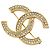 Broche Chanel Coco Mark avec strass Doré