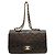 Bolso de hombro Chanel de piel de cordero acolchada negra Negro