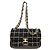 Timeless Borsa a tracolla Small Flap Chanel AS4459 in tweed nero e pelle di vitello