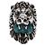 Anello Gucci Lion Head in vetro e cristalli Argento Verde