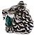 Anello Gucci Lion Head in vetro e cristalli Argento Verde - vista 2